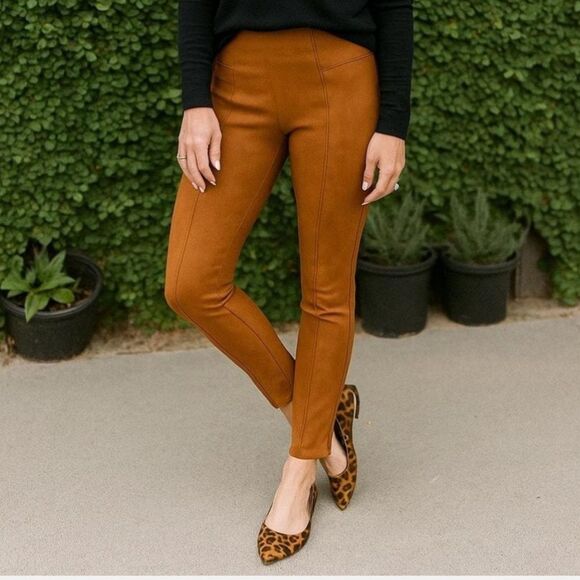 Spanx Faux Suede Leggings Caramel Brown Size Extra Large - Picture 1 of 5